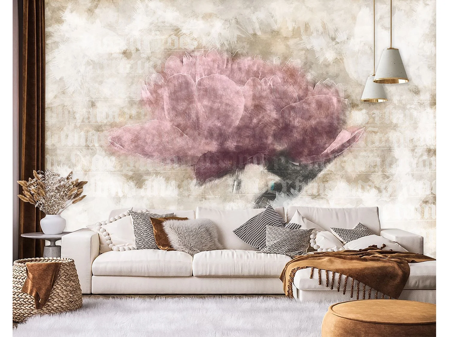 Carta Da Parati, Fiori astratti in colori pastello - 100x70