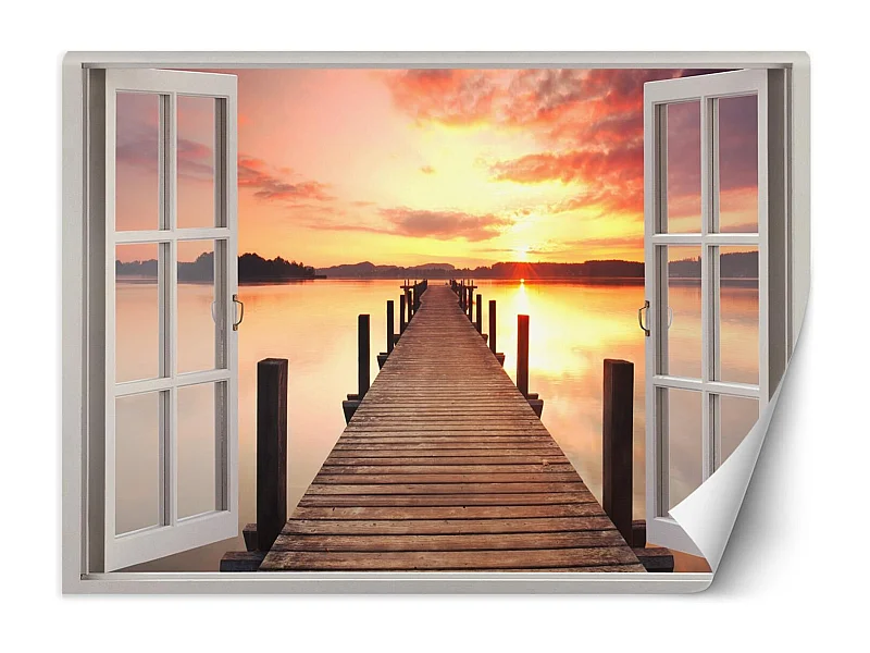 Carta Da Parati, Finestra con vista sul molo - 210x150