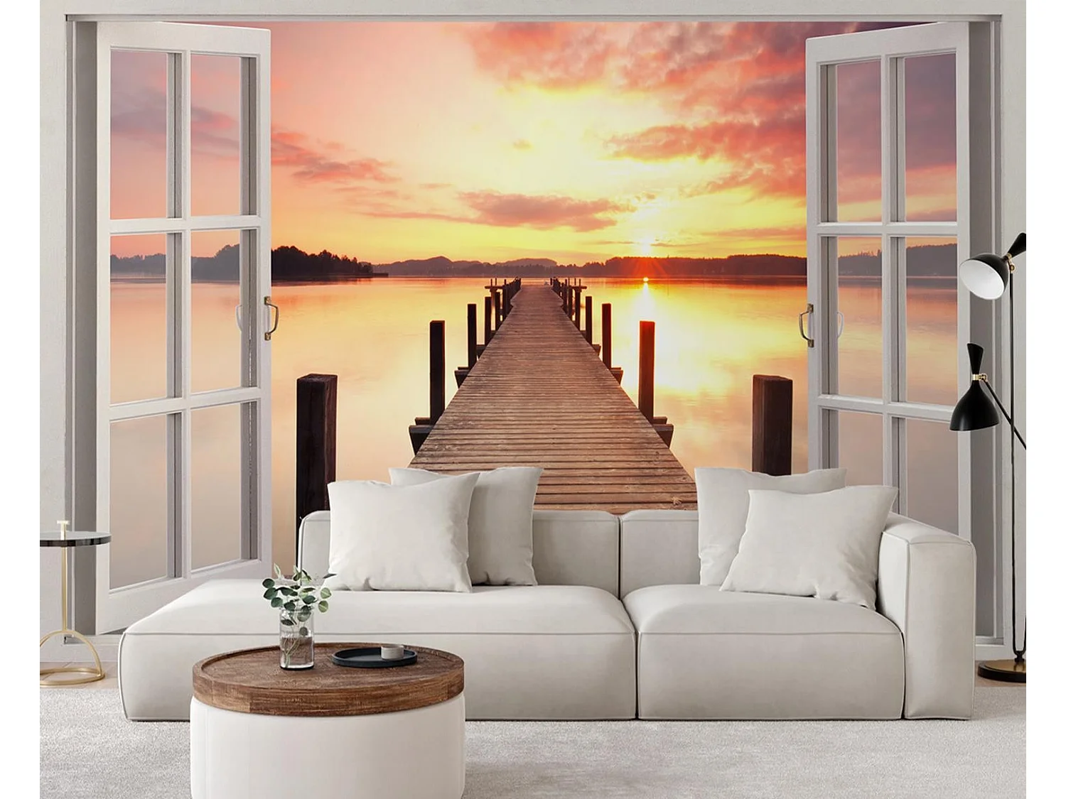 Carta Da Parati, Finestra con vista sul molo - 210x150