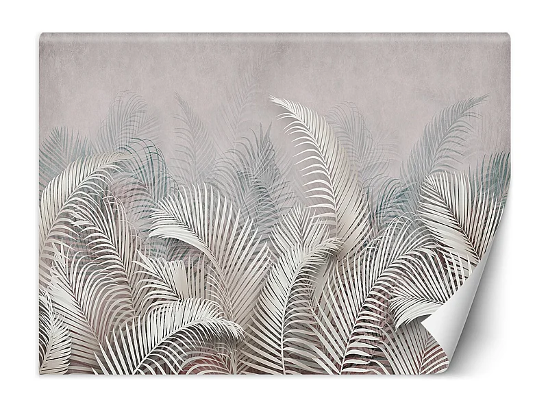 Carta Da Parati, Foglie di palma in cemento grigio 3D - 250x175