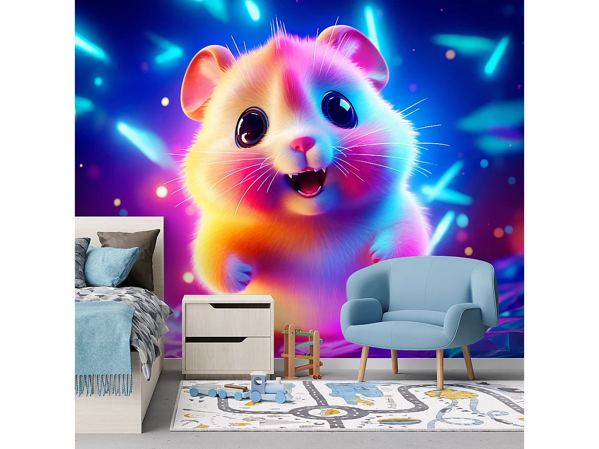 Wallpaper, Cute hamster neon - 200x140