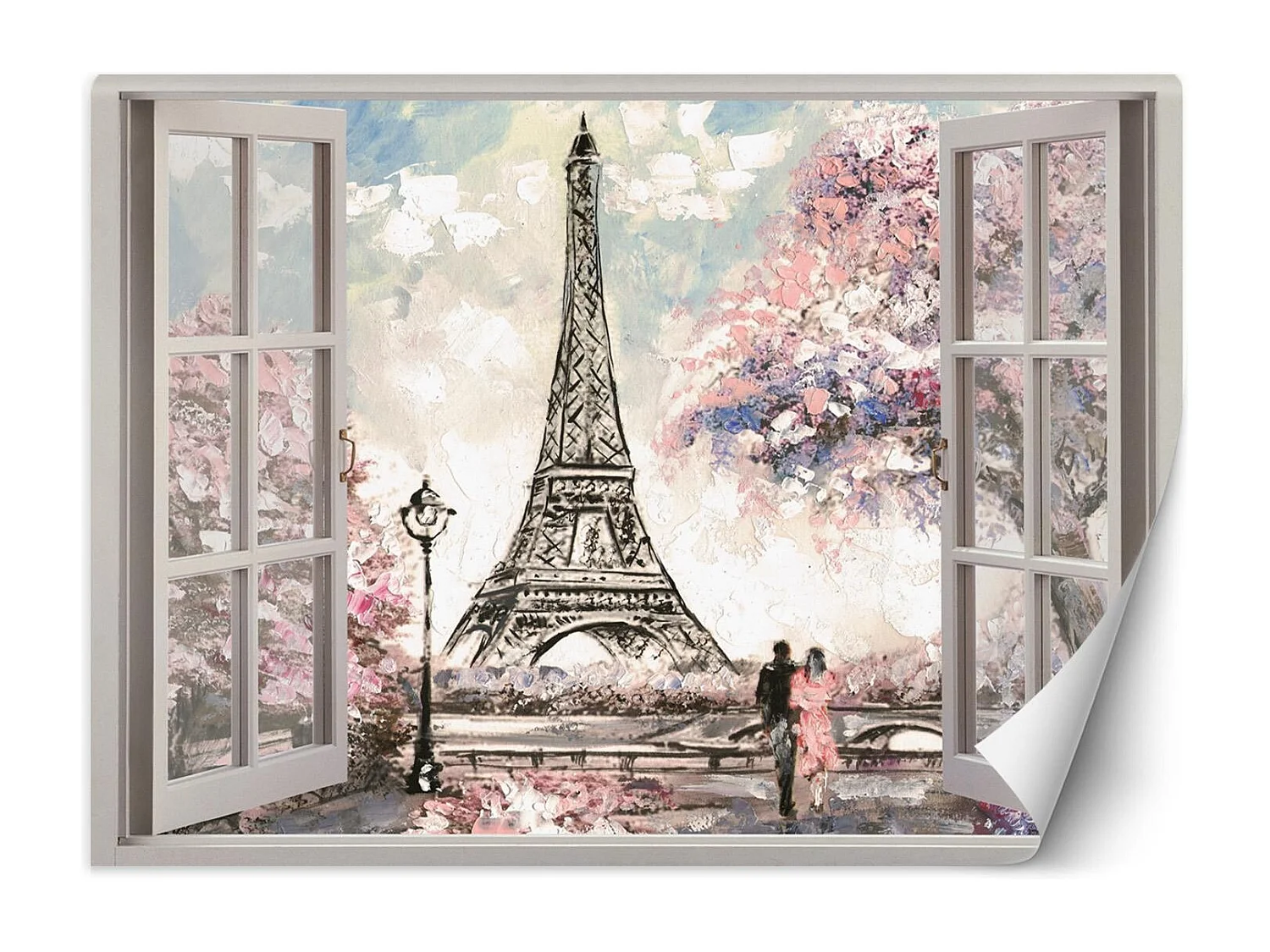 Carta Da Parati, Vista finestra Torre Eiffel Parigi Francia - 210x150