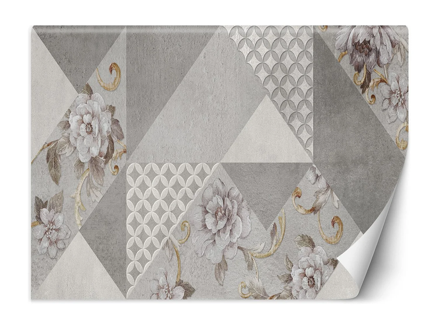 Carta Da Parati, Fiori su texture grigia - 150x105