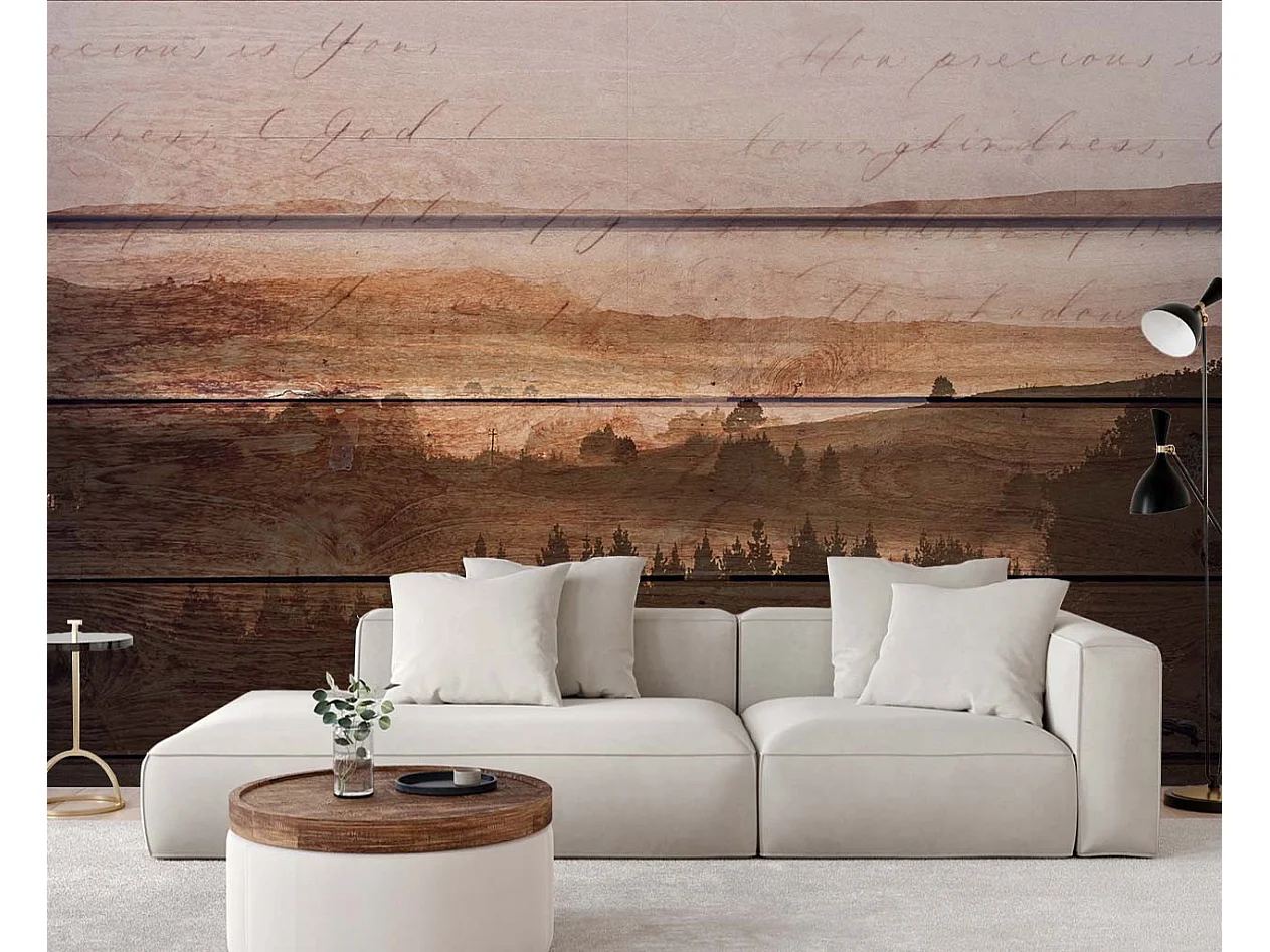 Carta Da Parati, Foresta su vecchie tavole - 254x184