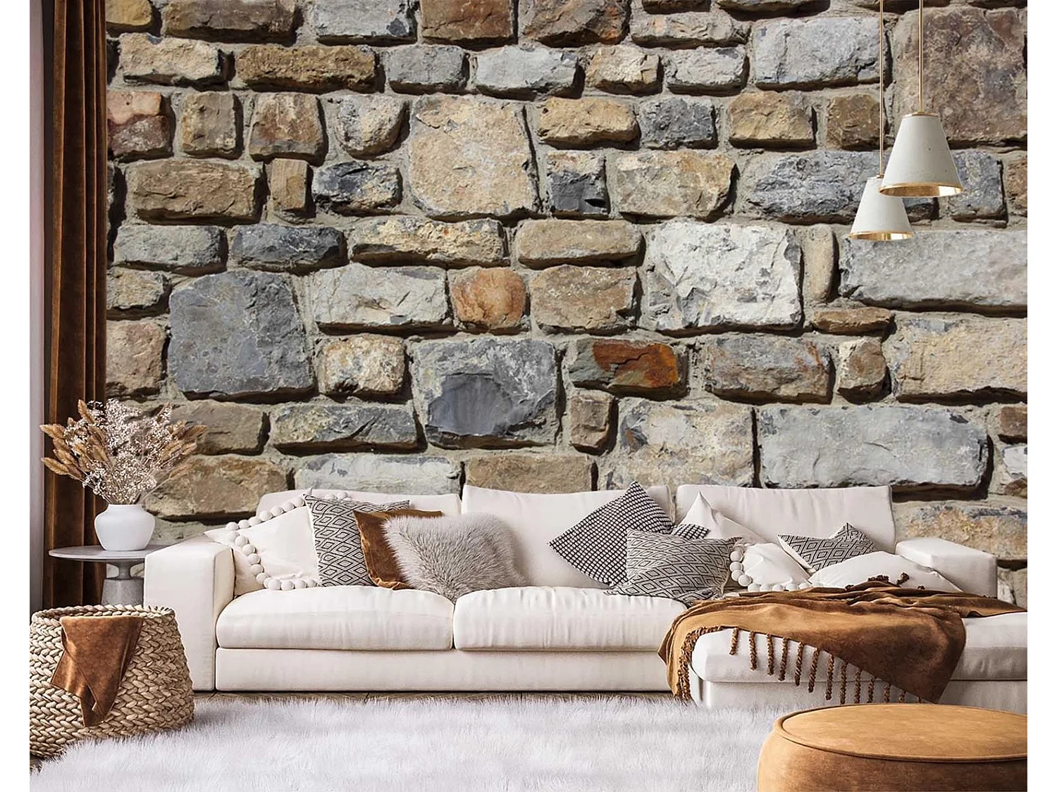 Carta Da Parati, Muro di pietra Muro di pietra 3d - 200x140