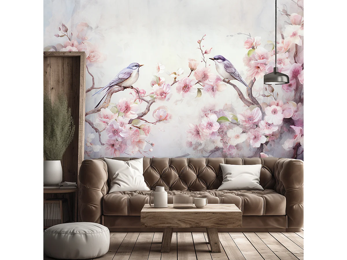 Wallpaper, Birds and Flowers Shabby Chic - 300x210