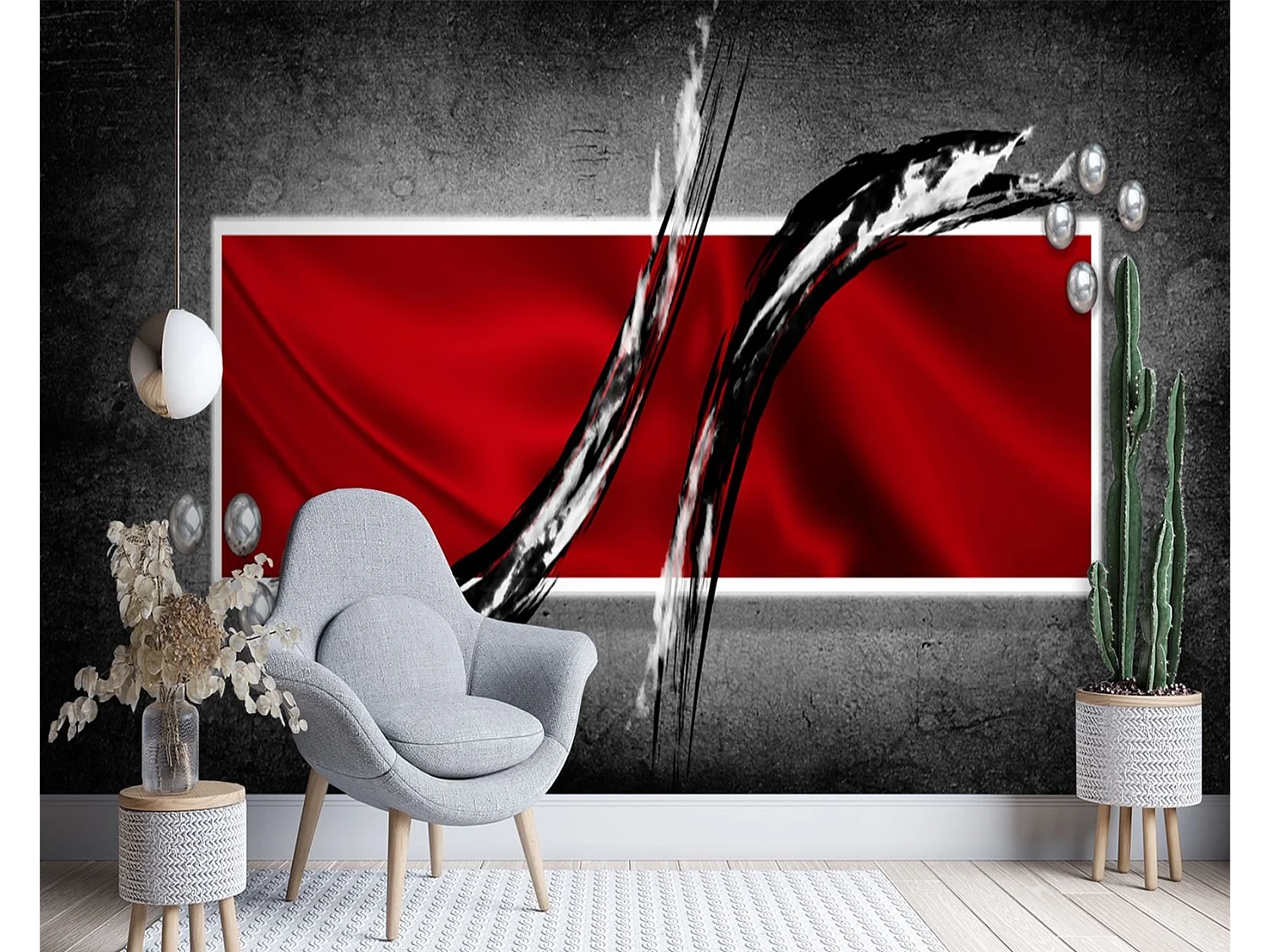 Carta Da Parati, Composizione geometrica Rosso - 200x140