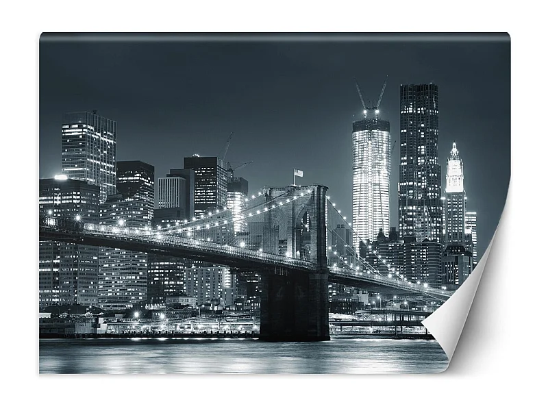Carta Da Parati, New York Ponte di Brooklyn in bianco e nero - 450x315