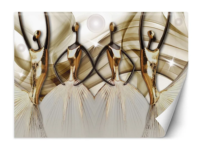 Carta Da Parati, Sagome femminili Oro astratto - 100x70