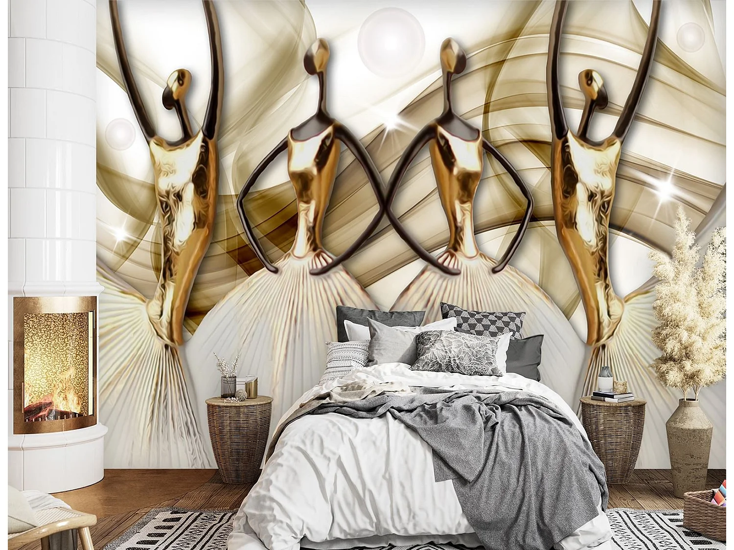 Carta Da Parati, Sagome femminili Oro astratto - 100x70