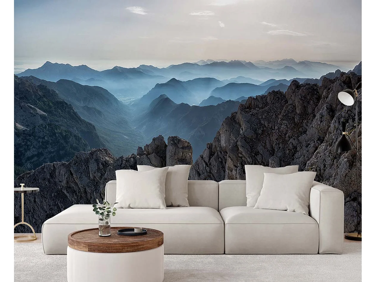 Carta Da Parati, Cime di montagna tra le nuvole - 200x140