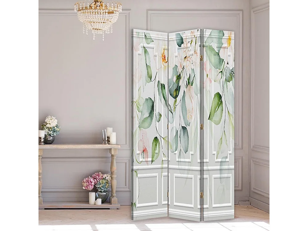 Paravento bilaterale 360, Foglie verdi - 110x170