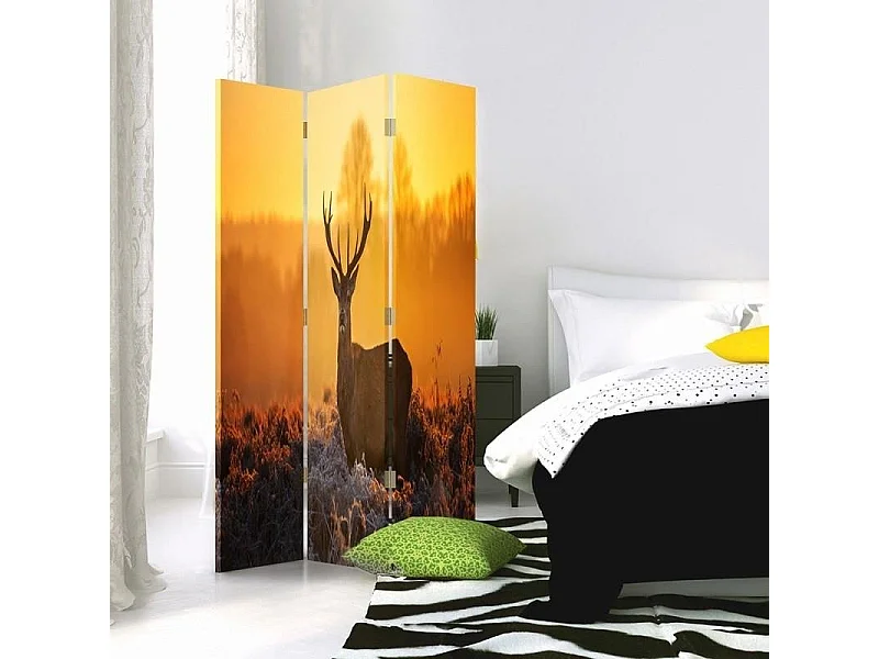 Paravento bilaterale 360, Cervi nel bagliore del tramonto - 110x170