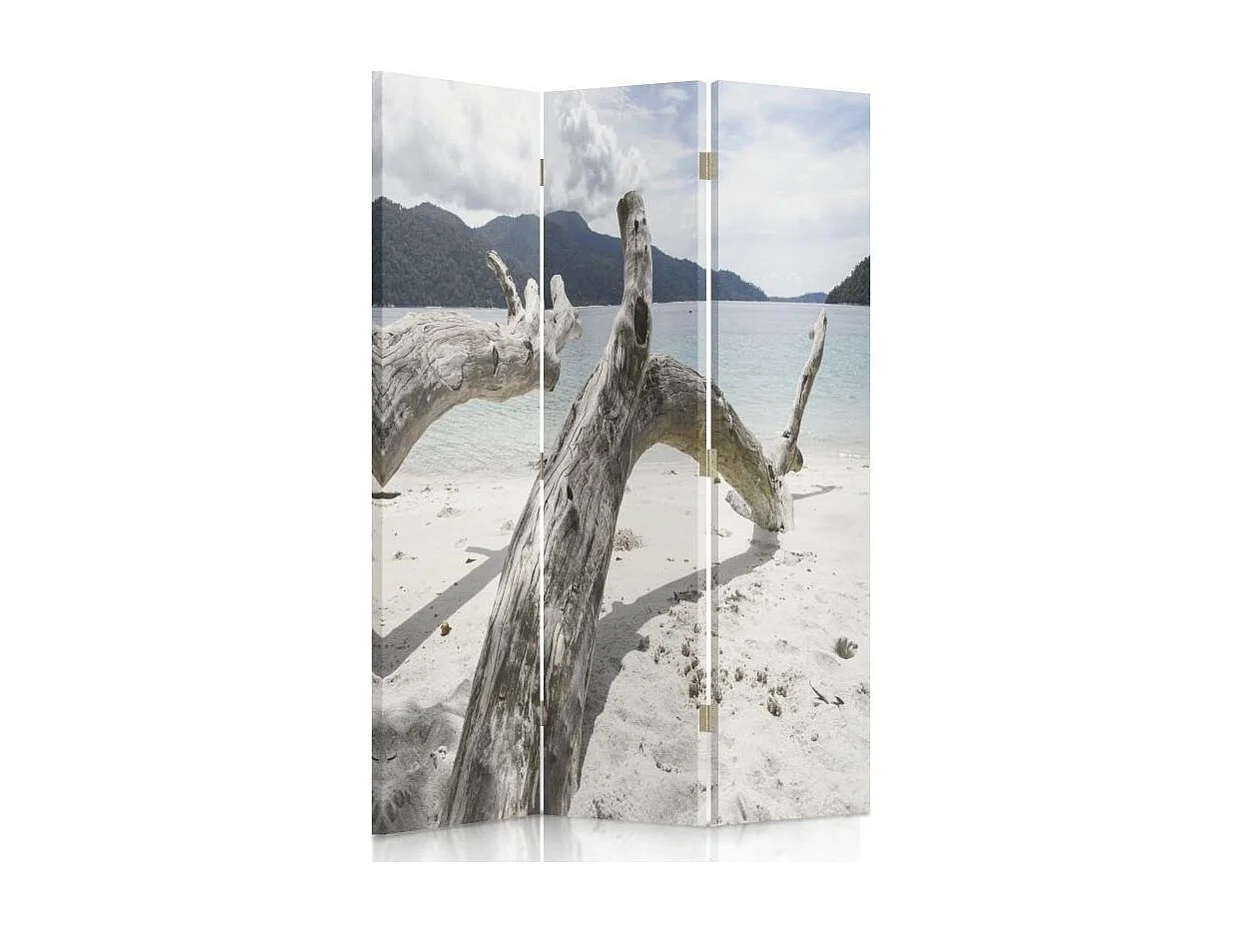 Paravento bilaterale 360, Rami di alberi su una spiaggia tropicale - 110x170