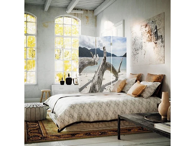 Paravento bilaterale 360, Rami di alberi su una spiaggia tropicale - 110x170