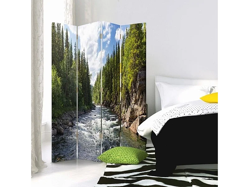 Paravento bilaterale, Fiume impetuoso nella foresta - 145x170