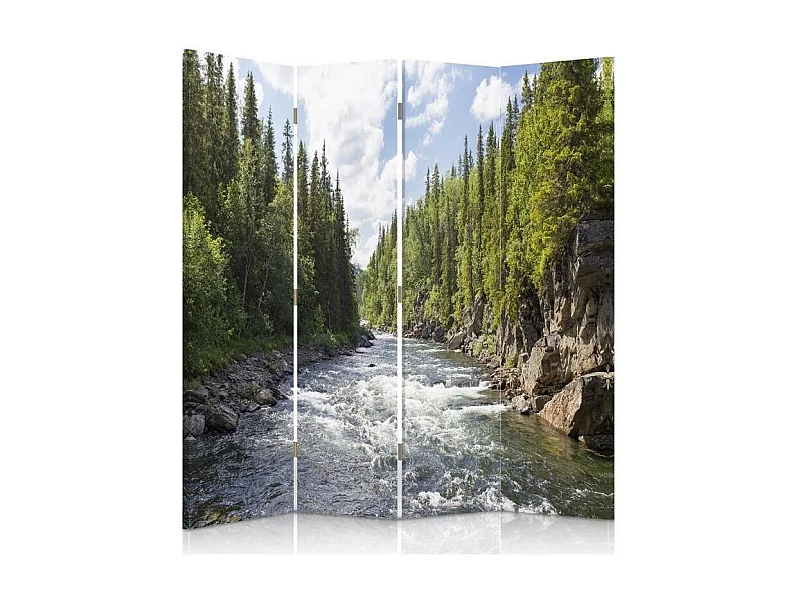 Paravento bilaterale, Fiume impetuoso nella foresta - 145x170