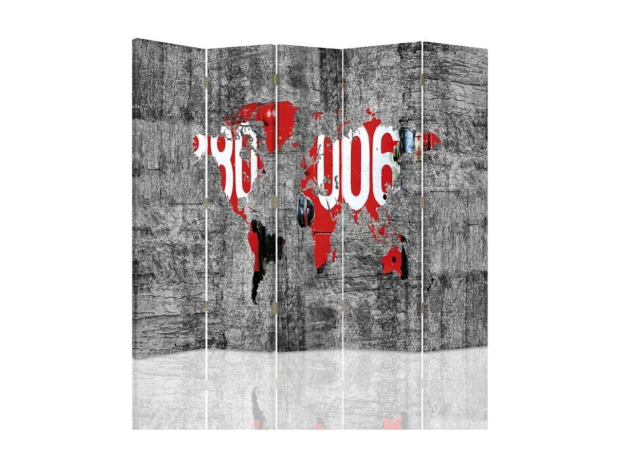 Paravento bilaterale, Mappa del mondo in stile - 180x170