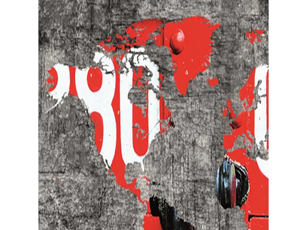 Paravento bilaterale, Mappa del mondo in stile - 180x170