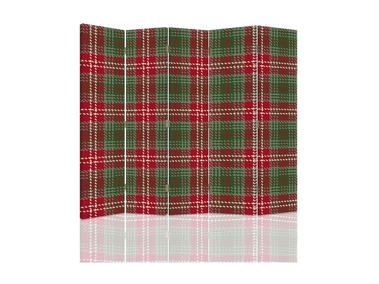 Paravento bilaterale, Motivo a scacchi rossi e verdi - 180x170