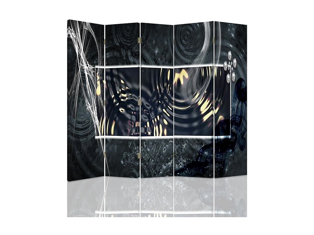 Paravento bilaterale, Astrazione con cerchi d'acqua - 180x170