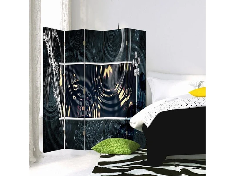 Paravento bilaterale, Astrazione con cerchi d'acqua - 180x170