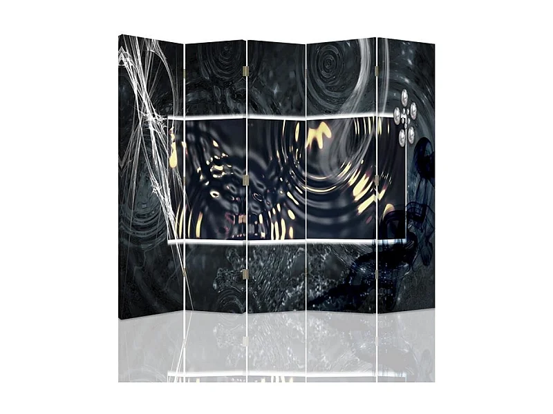 Paravento bilaterale, Astrazione con cerchi d'acqua - 180x170