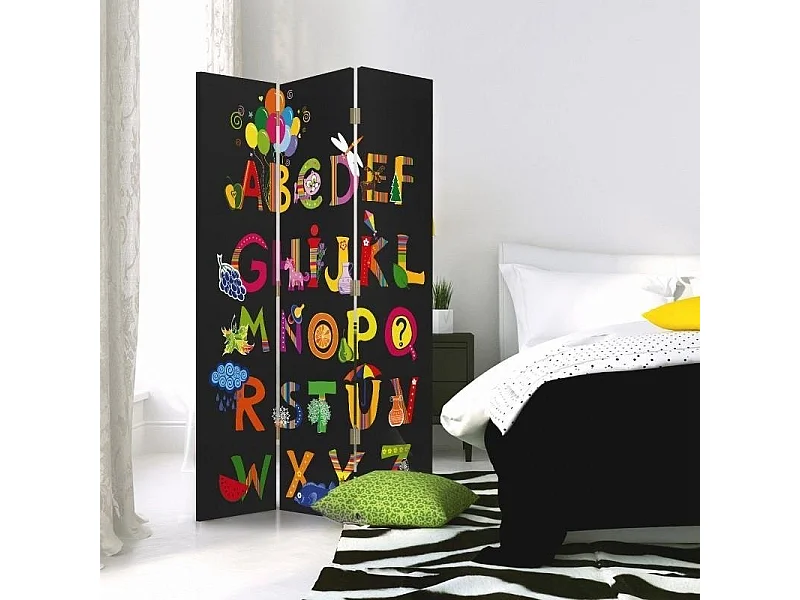 Paravento bilaterale 360, Alfabeto allegro - 110x170