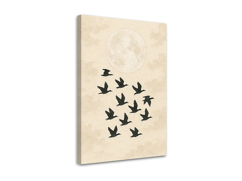 Quadro su tela, Uccelli Venezia (in volo) Minimalismo Beige Luna - 40x60