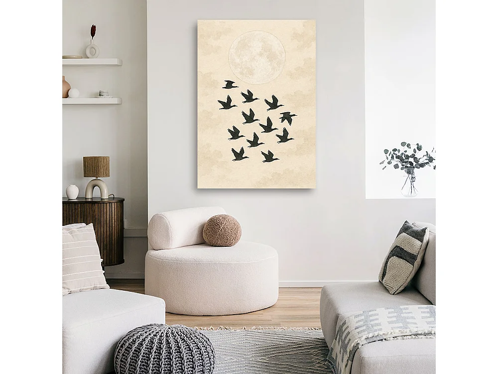 Quadro su tela, Uccelli Venezia (in volo) Minimalismo Beige Luna - 40x60