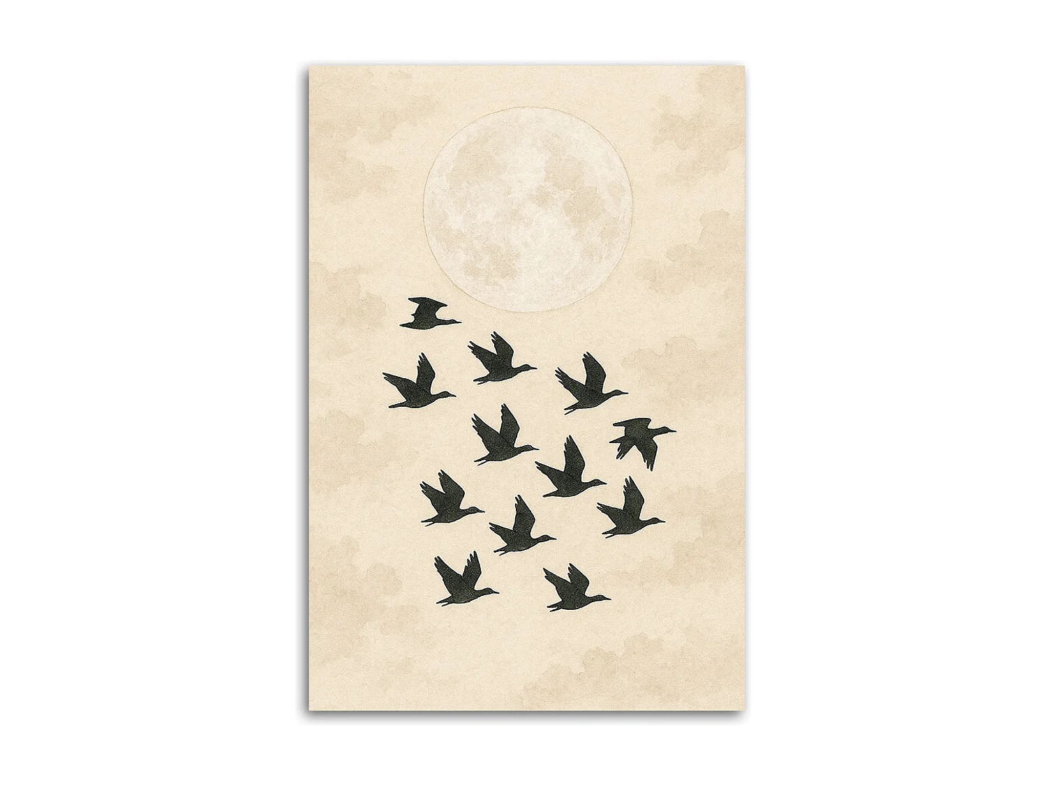 Quadro su tela, Uccelli Venezia (in volo) Minimalismo Beige Luna - 40x60