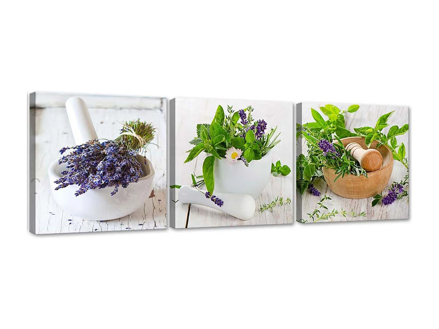 Stampa su tela 3 parti, Le erbe in cucina - 120x40