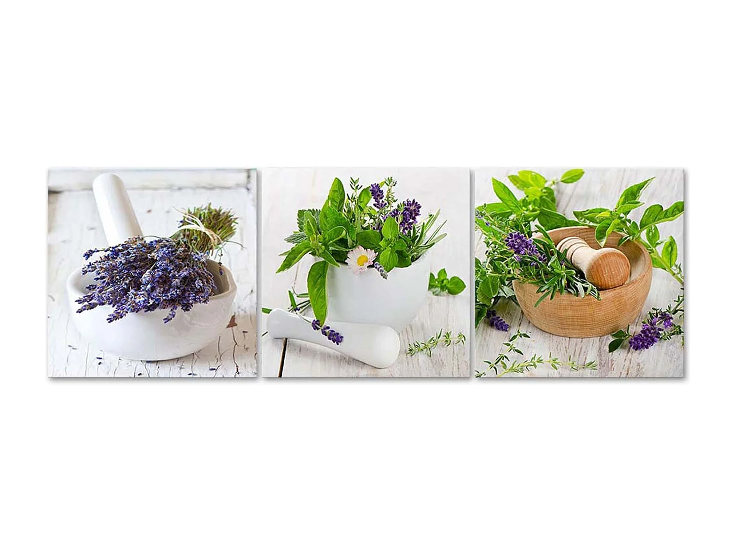 Stampa su tela 3 parti, Le erbe in cucina - 120x40