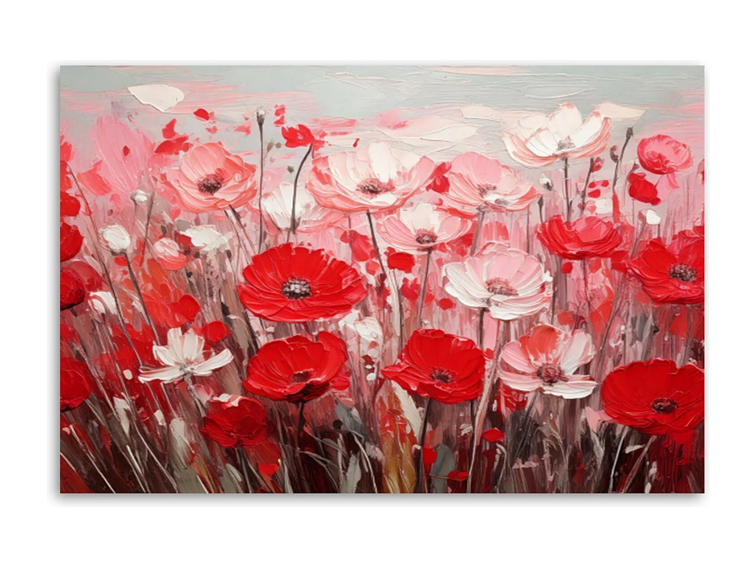 Quadro su tela, Fiori rossi di campo moderni - 100x70
