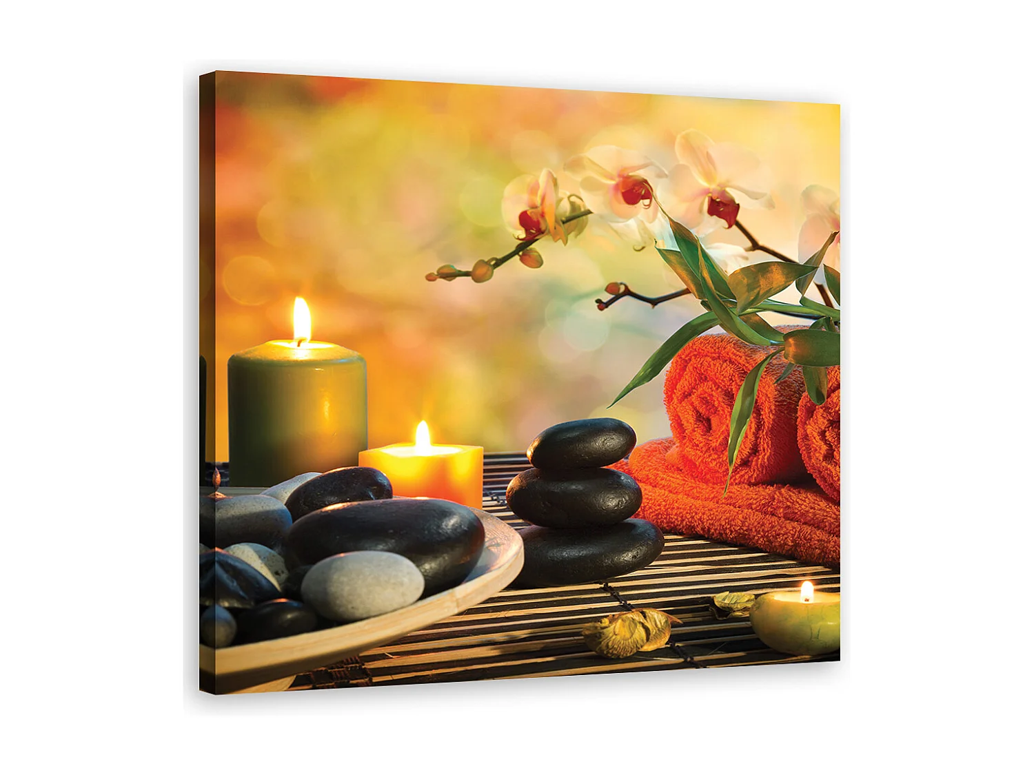 Quadro su tela, Spa set zen pietre - 50x50