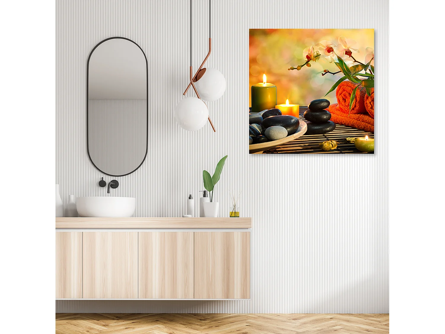 Quadro su tela, Spa set zen pietre - 50x50