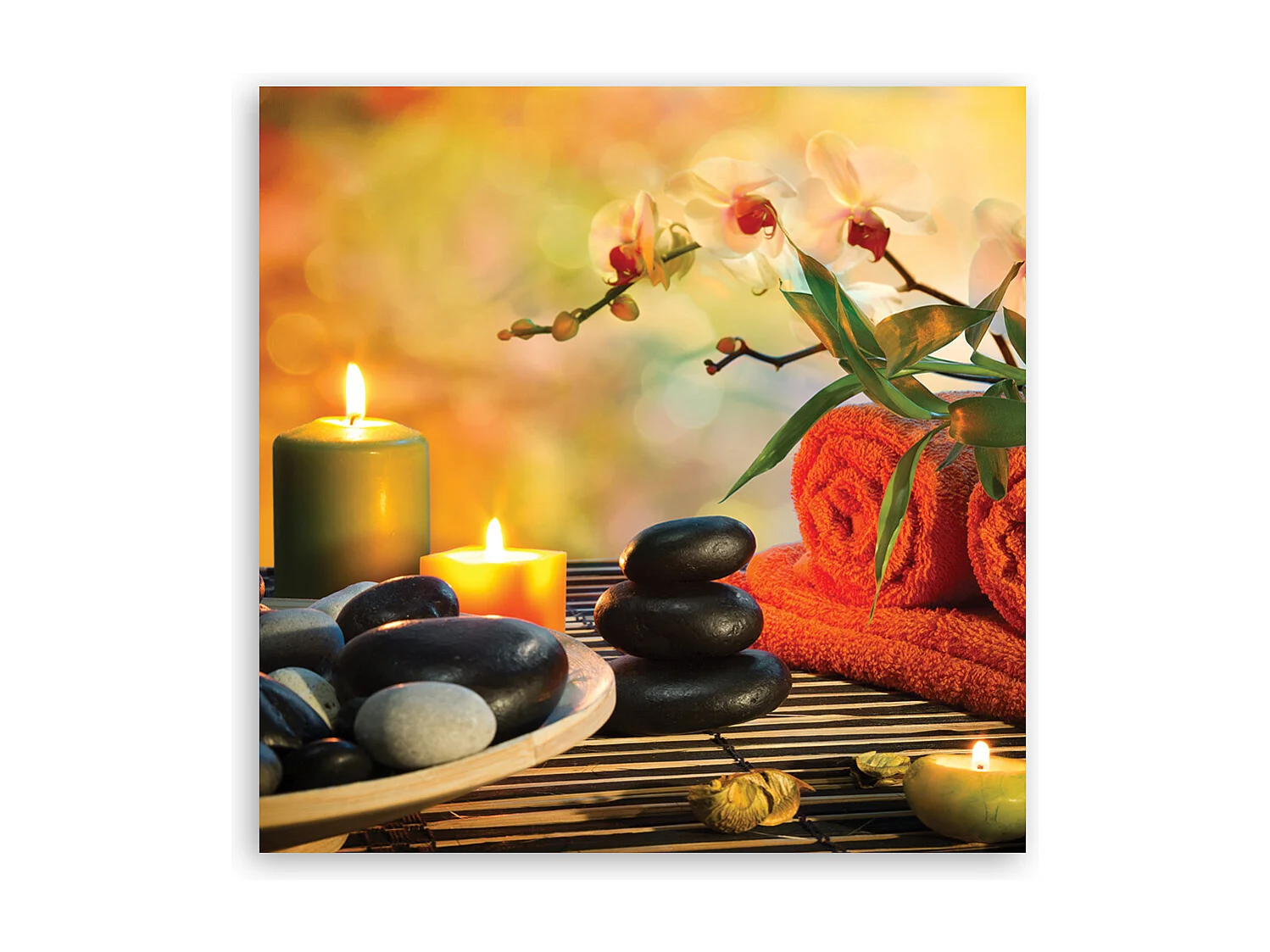 Quadro su tela, Spa set zen pietre - 50x50