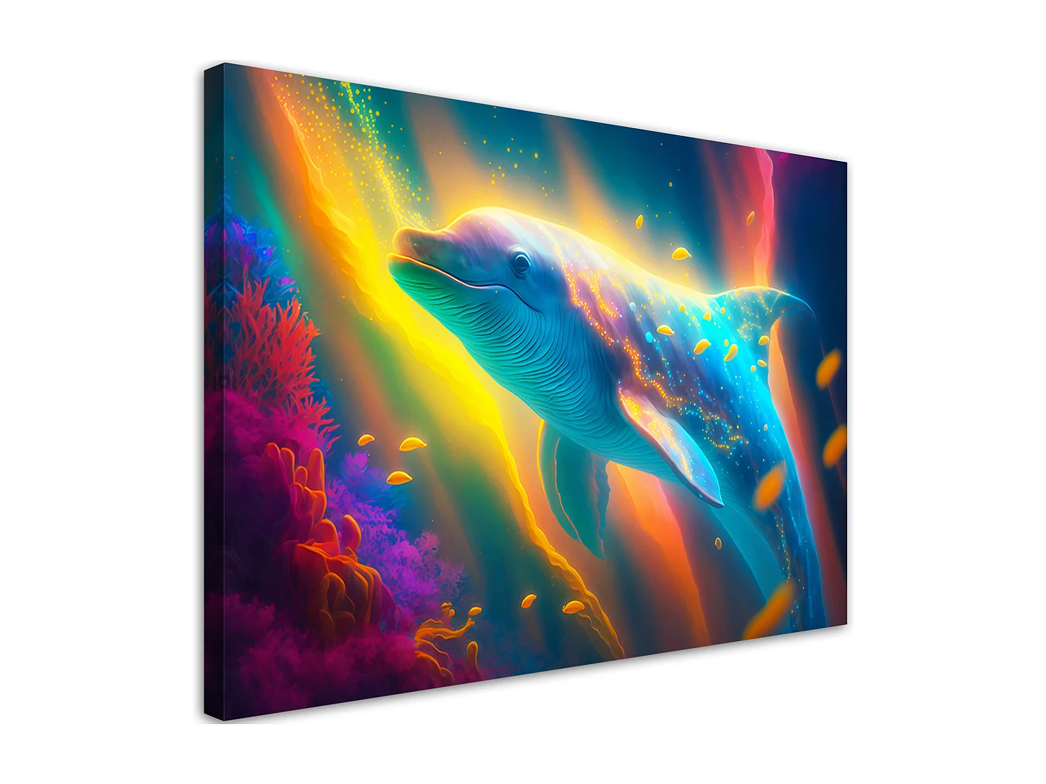 Quadro su tela, Balena al neon - 120x80
