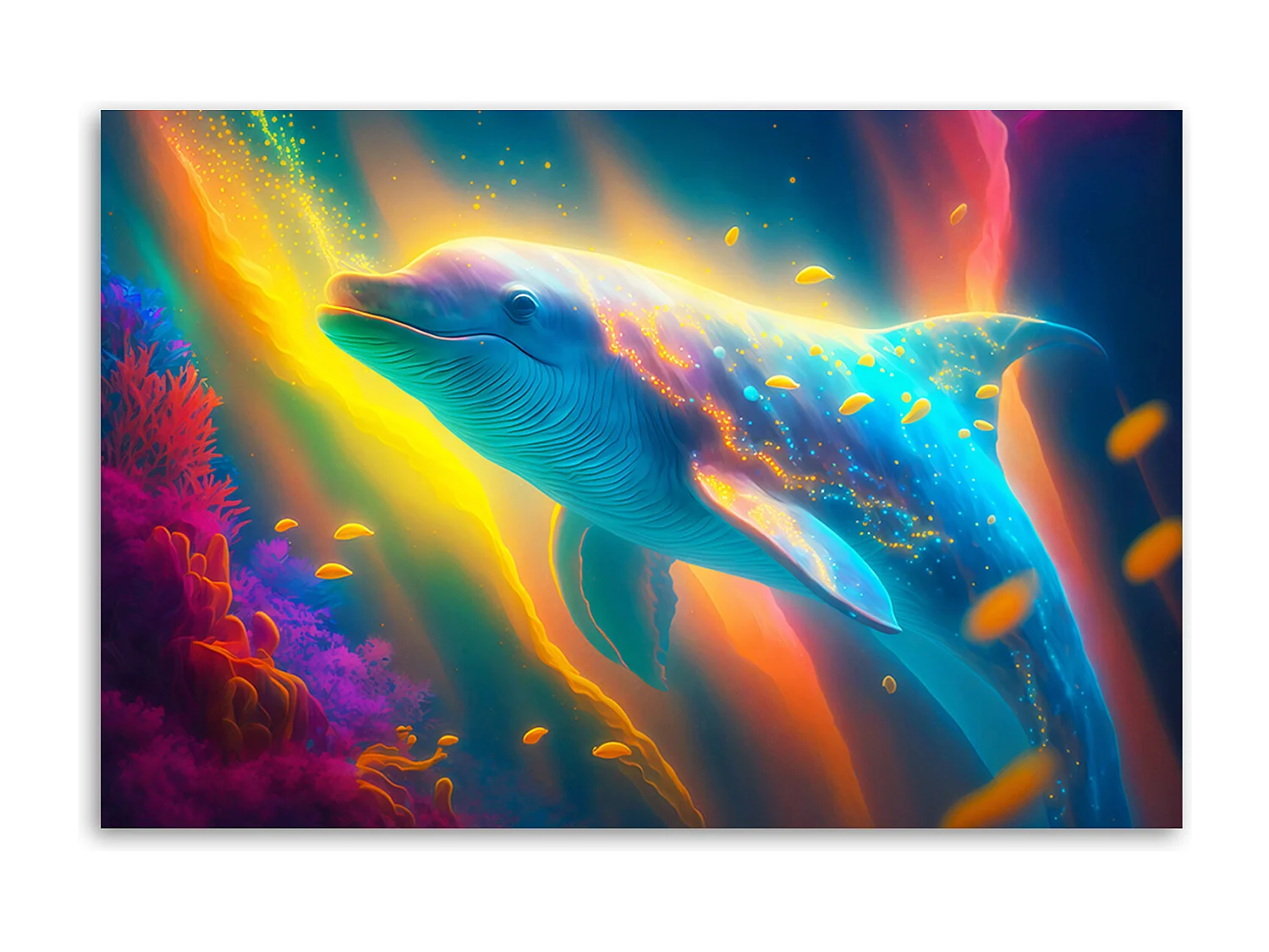 Quadro su tela, Balena al neon - 120x80