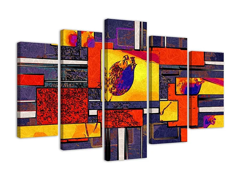 Quadro su tela 5 paneli Astrazione colorata - 100x70