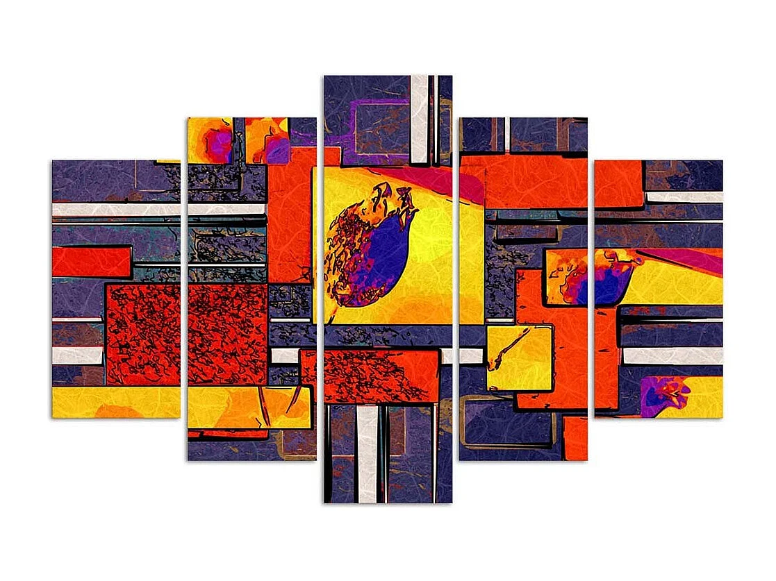 Quadro su tela 5 paneli Astrazione colorata - 100x70