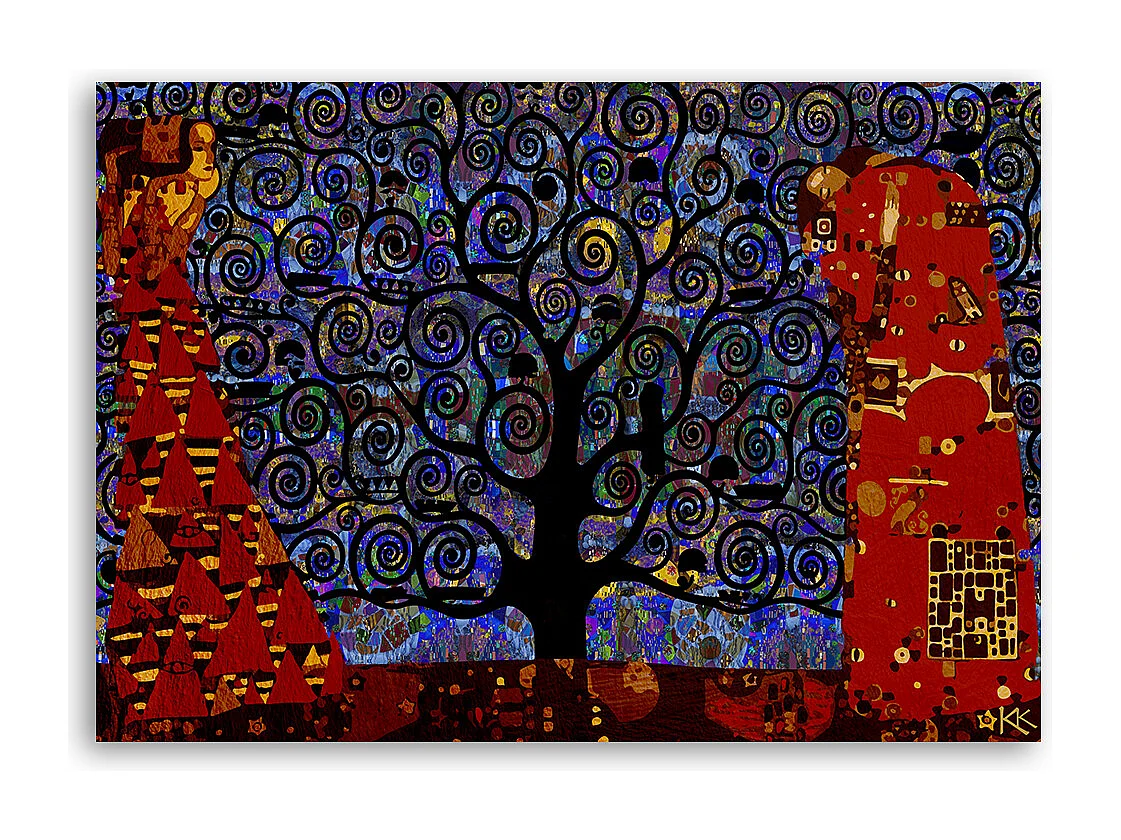Quadro su tela, Blue Tree of Life Abstraction - 60x40
