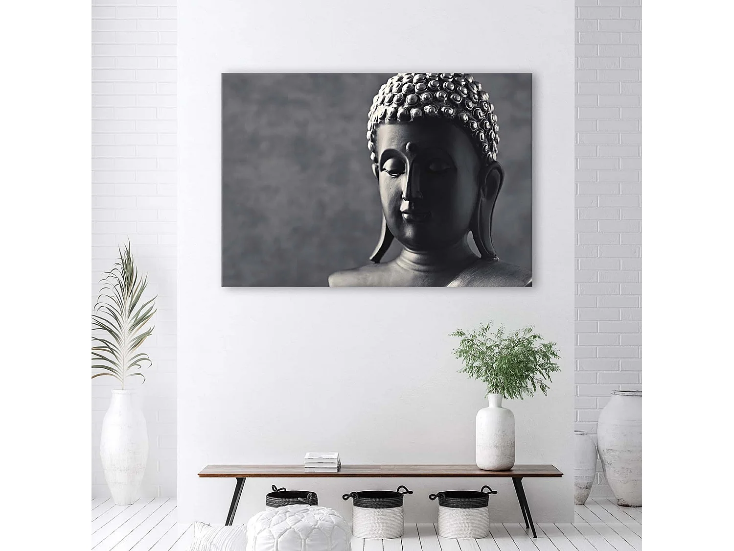 Quadro deco panel, Buddha su sfondo grigio - 90x60