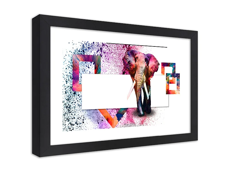 Quadro con cornice, Elefante colorato - 30x20