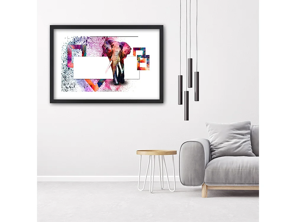 Quadro con cornice, Elefante colorato - 30x20