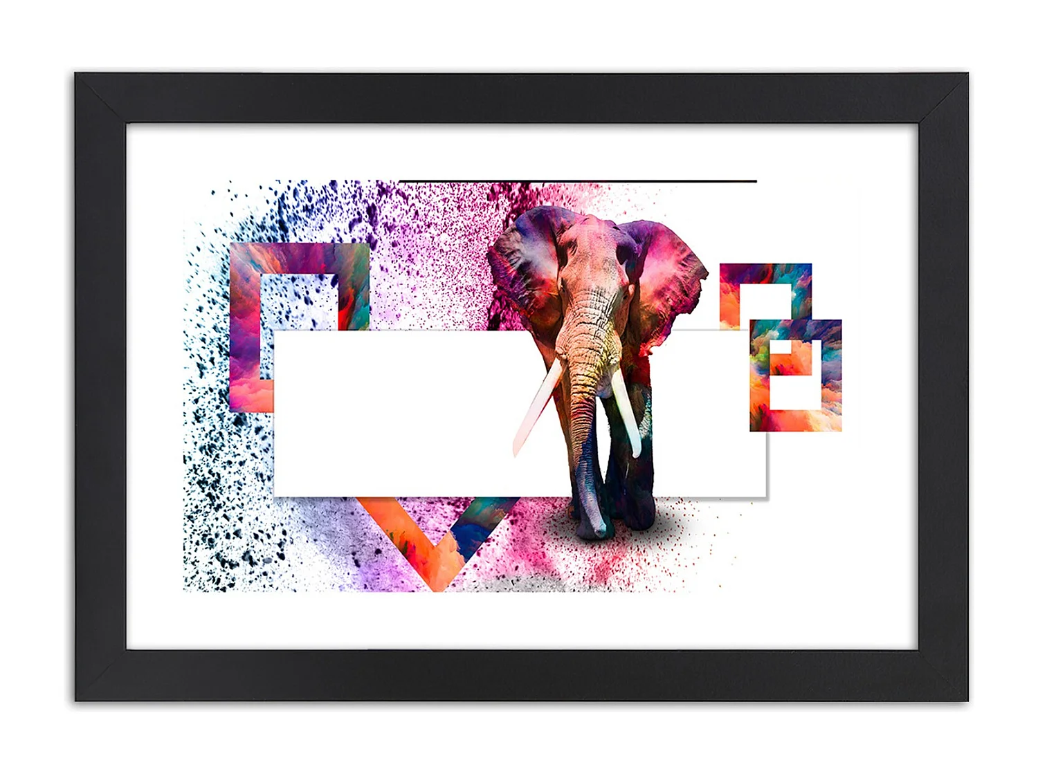 Quadro con cornice, Elefante colorato - 30x20