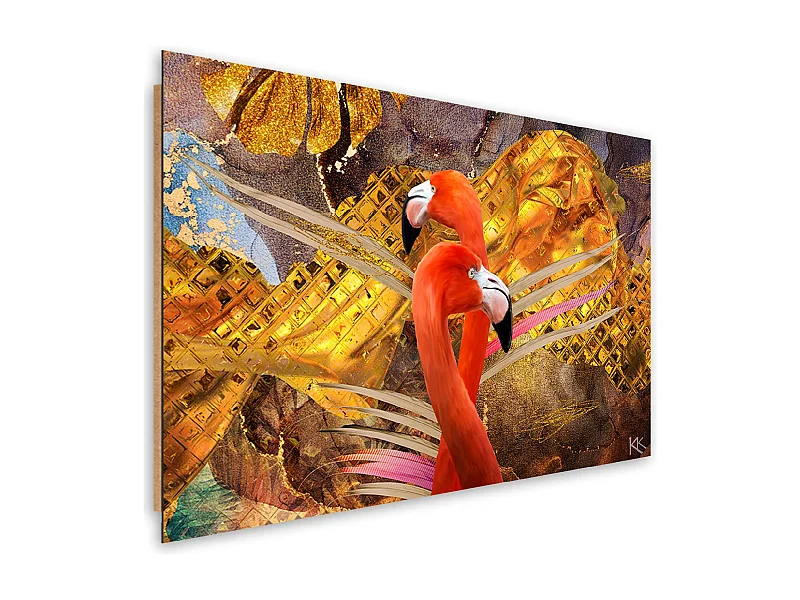 Quadro deco panel, Flaming sullo sfondo dell'oro - 100x70