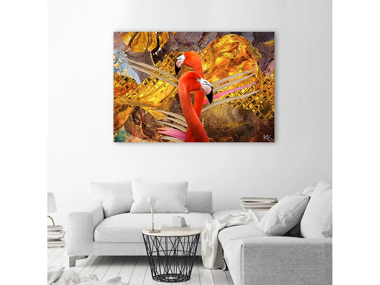 Quadro deco panel, Flaming sullo sfondo dell'oro - 100x70