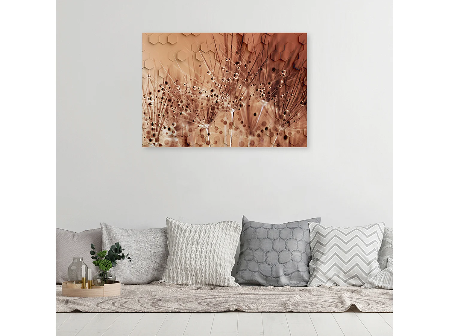 Quadro su tela, Dente di leone in gocce di rugiada - 100x70