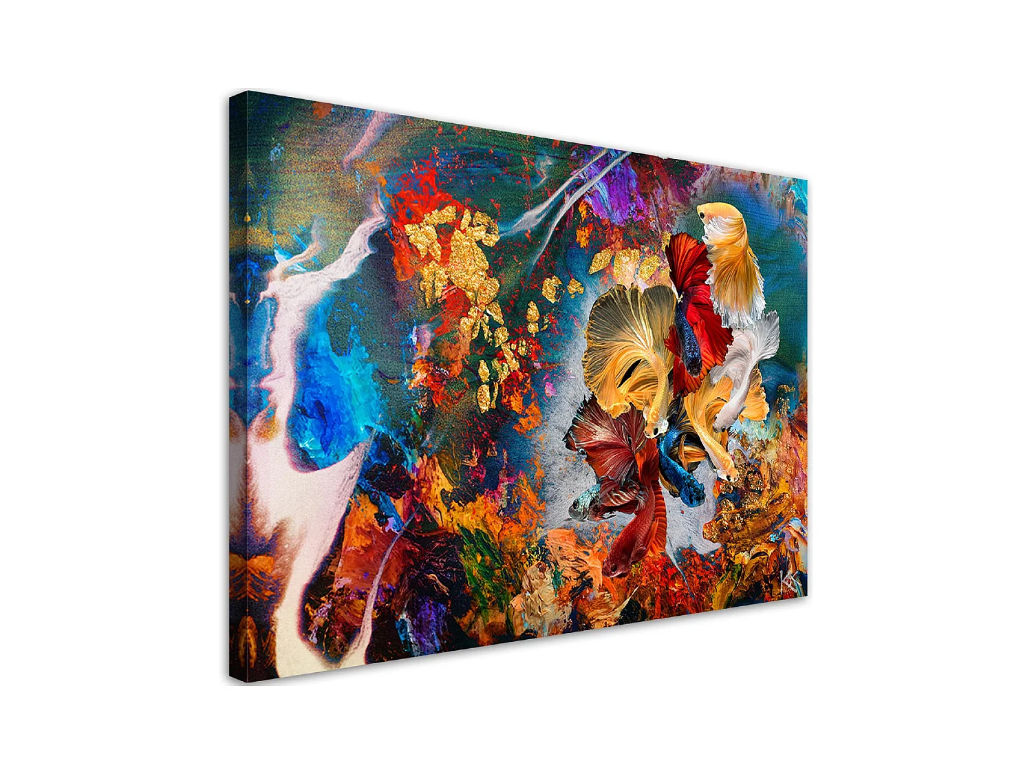 Quadro su tela, Astrazione di pesce colorata - 60x40
